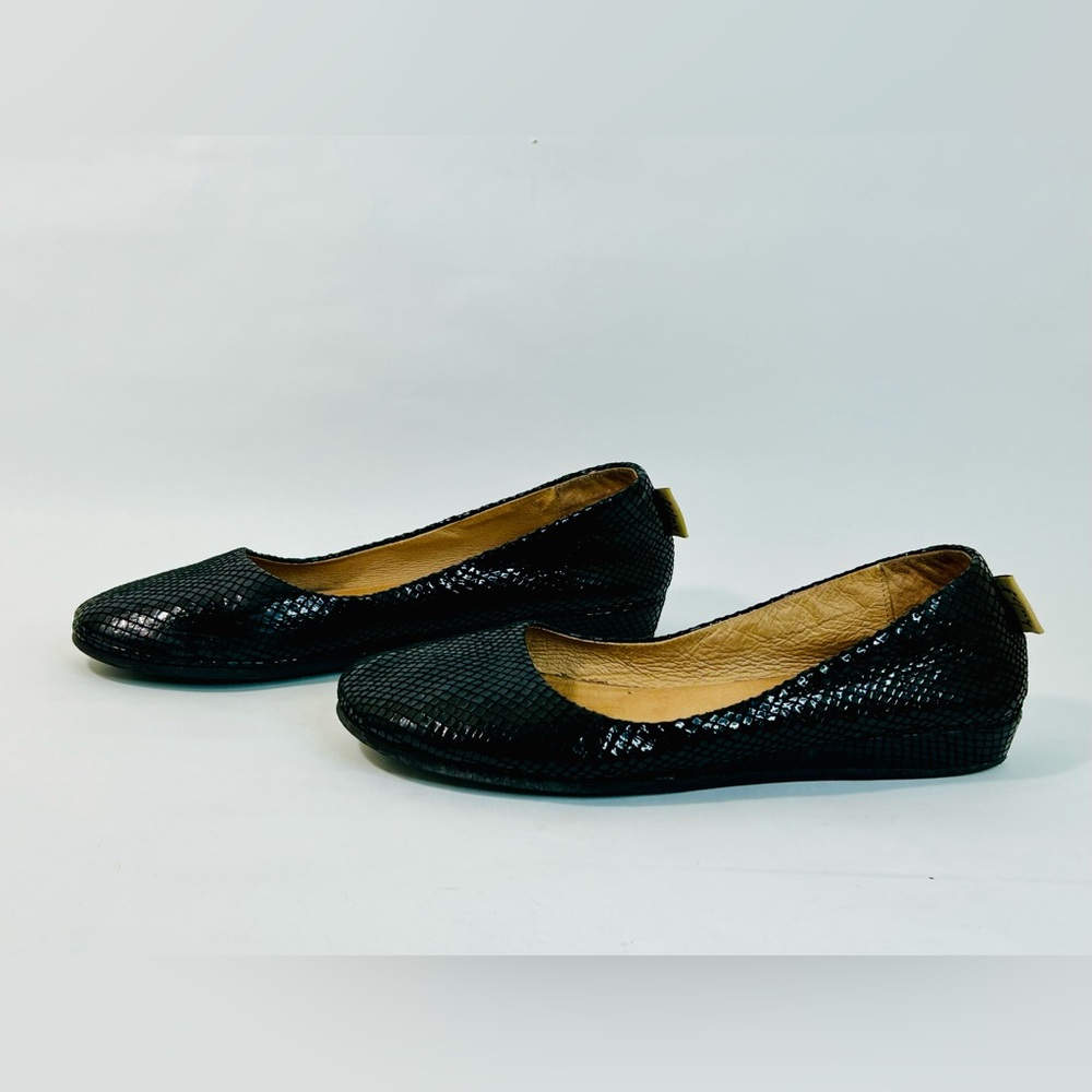 French Sole FS/NY Zeppa Slip-On Flat in Black Snakeskin Leather size 8.5 - Picture 3 of 13